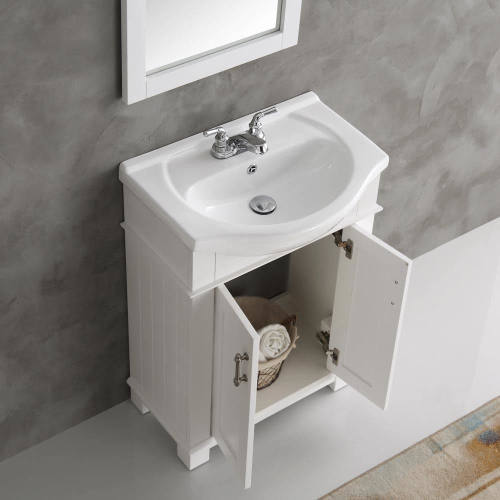 White Ceramic Top Bathroom Vanity Cabinet T32970