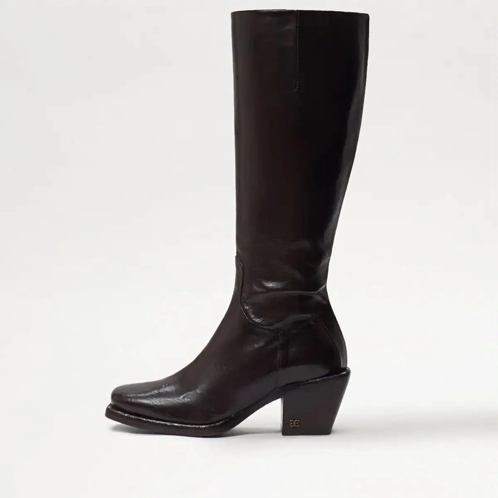 Dark Brown Washed Leather Square Toe Western Boot G55810