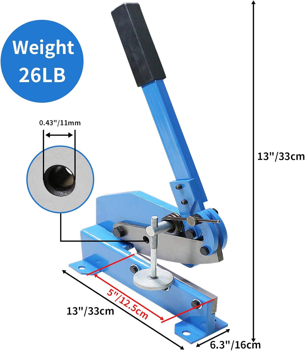Hand Plate Shear, Manual Metal Cutter, Cutting Thickness 6mm Max, Benchtop for Carbon Steel Plates N40070