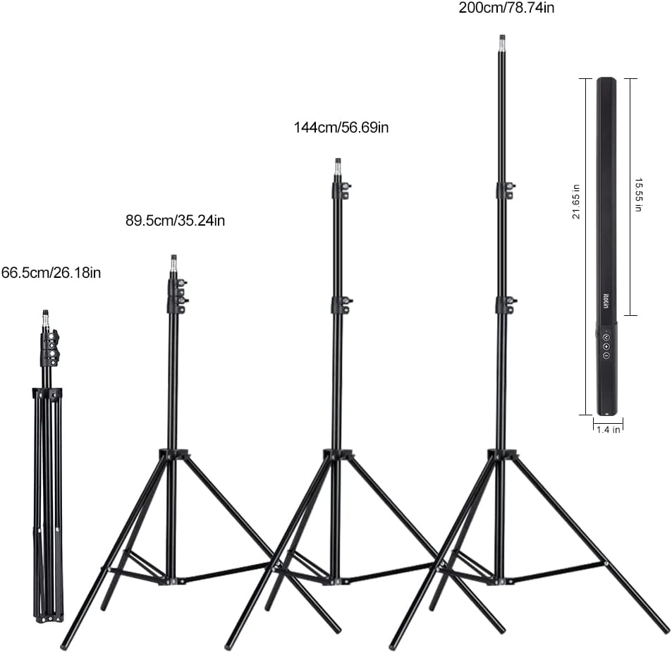 LED Light Sticks RGB Light Wand Photography Light Stick Video Lighting Kit 9 Color Modes with Tripods Pack of 2 P9949