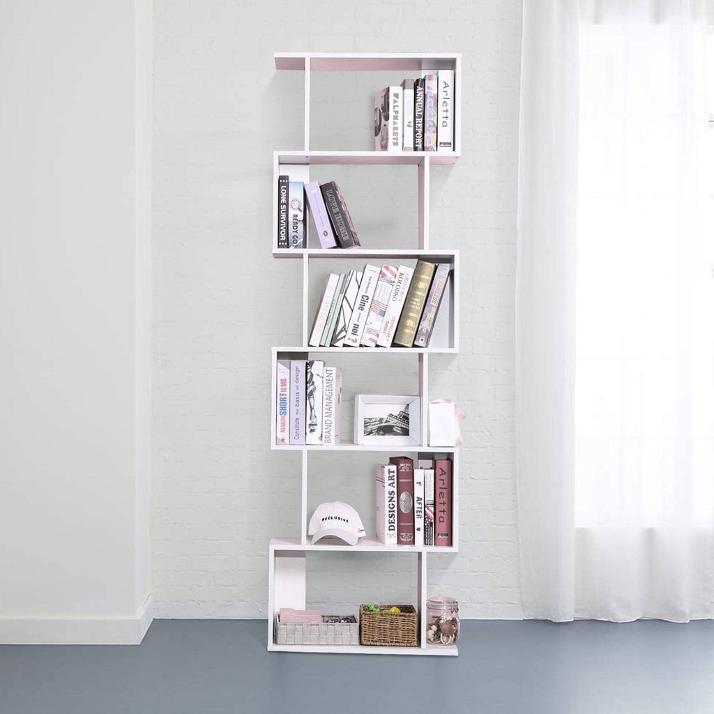 White 6-Tiers Wood Bookcase X703