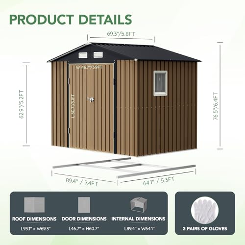 Brown Outdoor Steel Storage Shed V365379