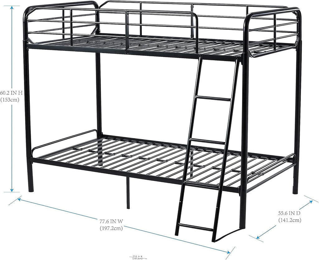 Twin Over Twin Black Stackable Bunk Bed with Ladder and Metal Frame G69722