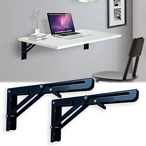 Black 14 Inch Heavy Duty Metal Folding Shelf Bracket 2 Pack D346208