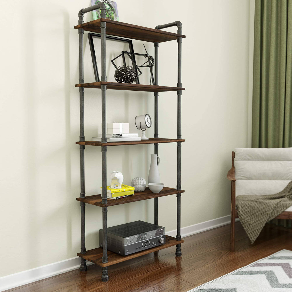 5-Tier Solid Pine Wood Bookcase L120