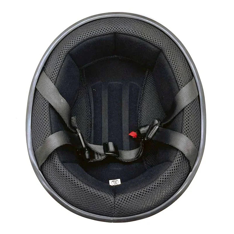 Matte Black Motorcycle Half Helmet with Goggles U40760