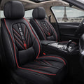 Black PU Leather Universal Car Seat Covers Full Set Pack of 2 O8886