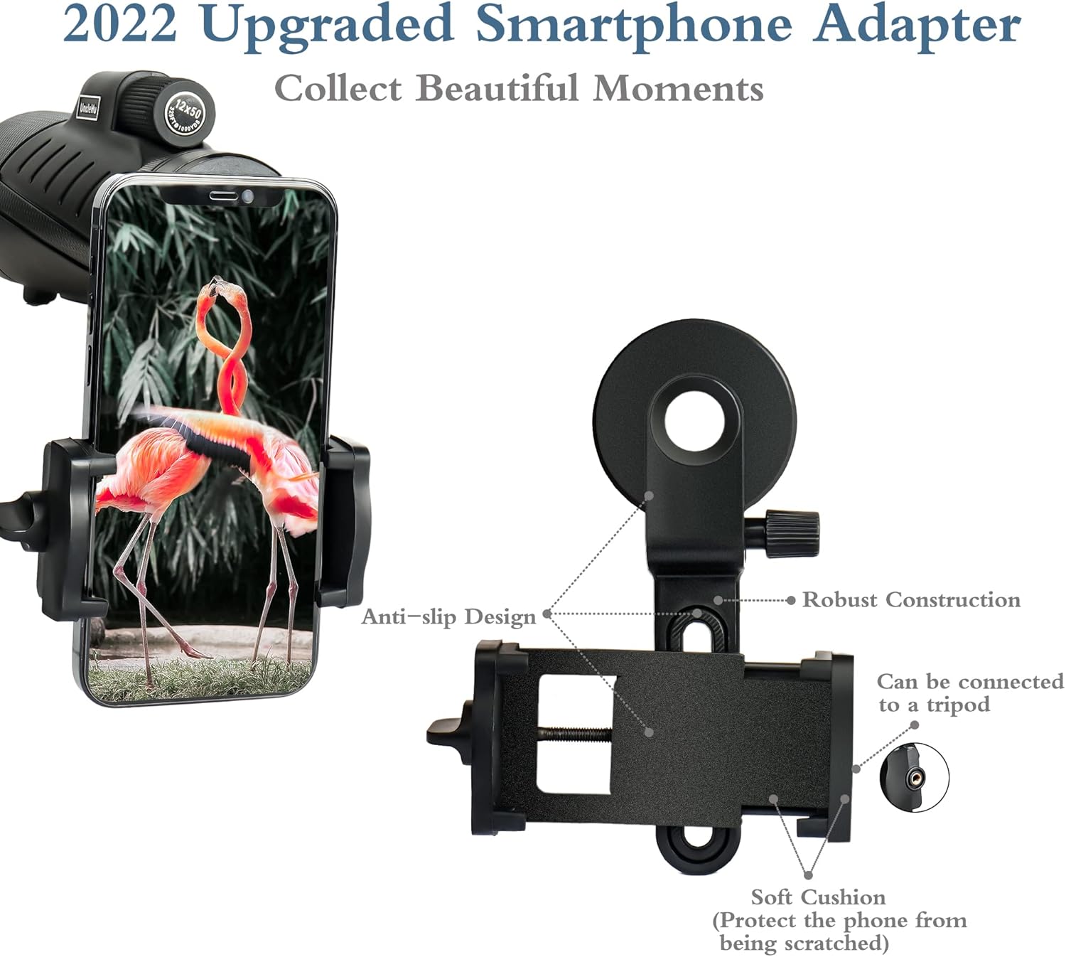 12x50 Monocular Telescope with 23mm Large Eyepiece and Smartphone Adapter P819714
