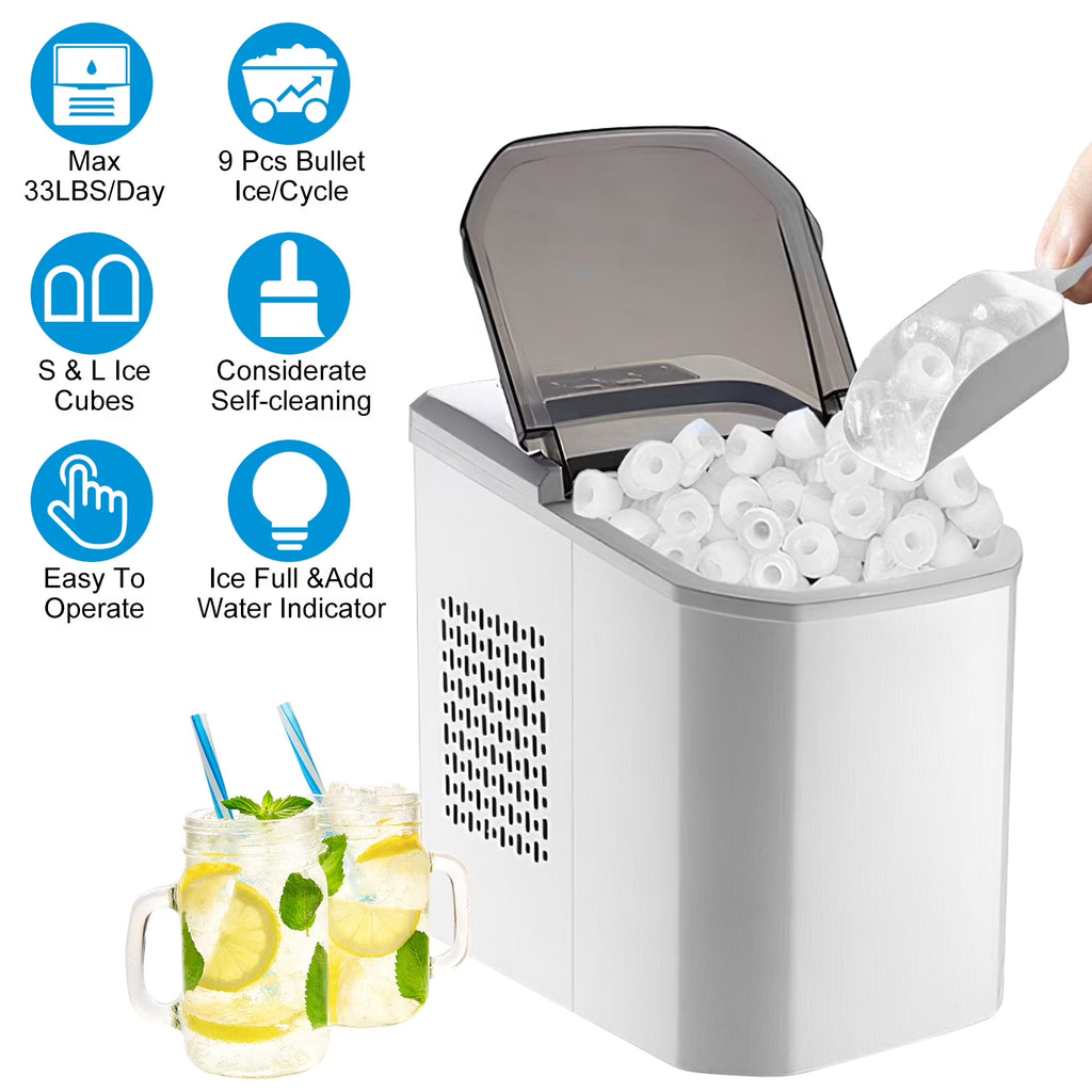 Portable Countertop Ice Maker with Ice Scoop and Basket P51199