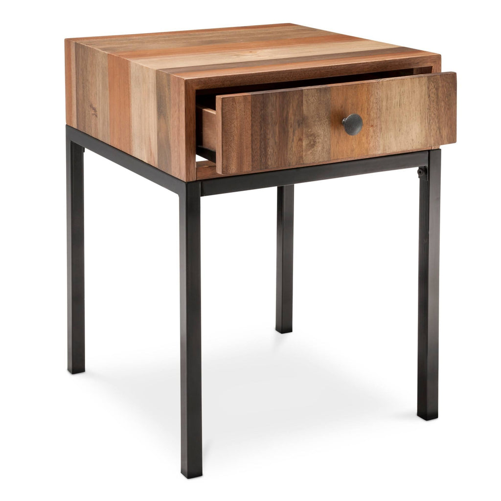 Brown Mixed Material Side Table S3749