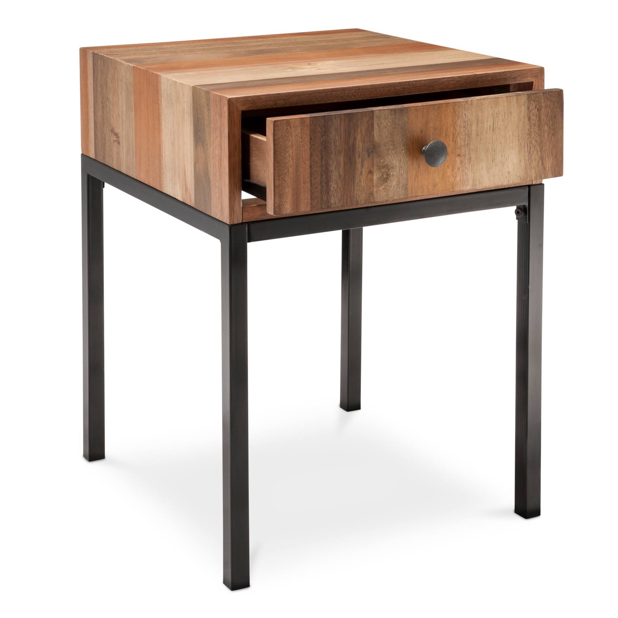 Brown Mixed Material Side Table S3749