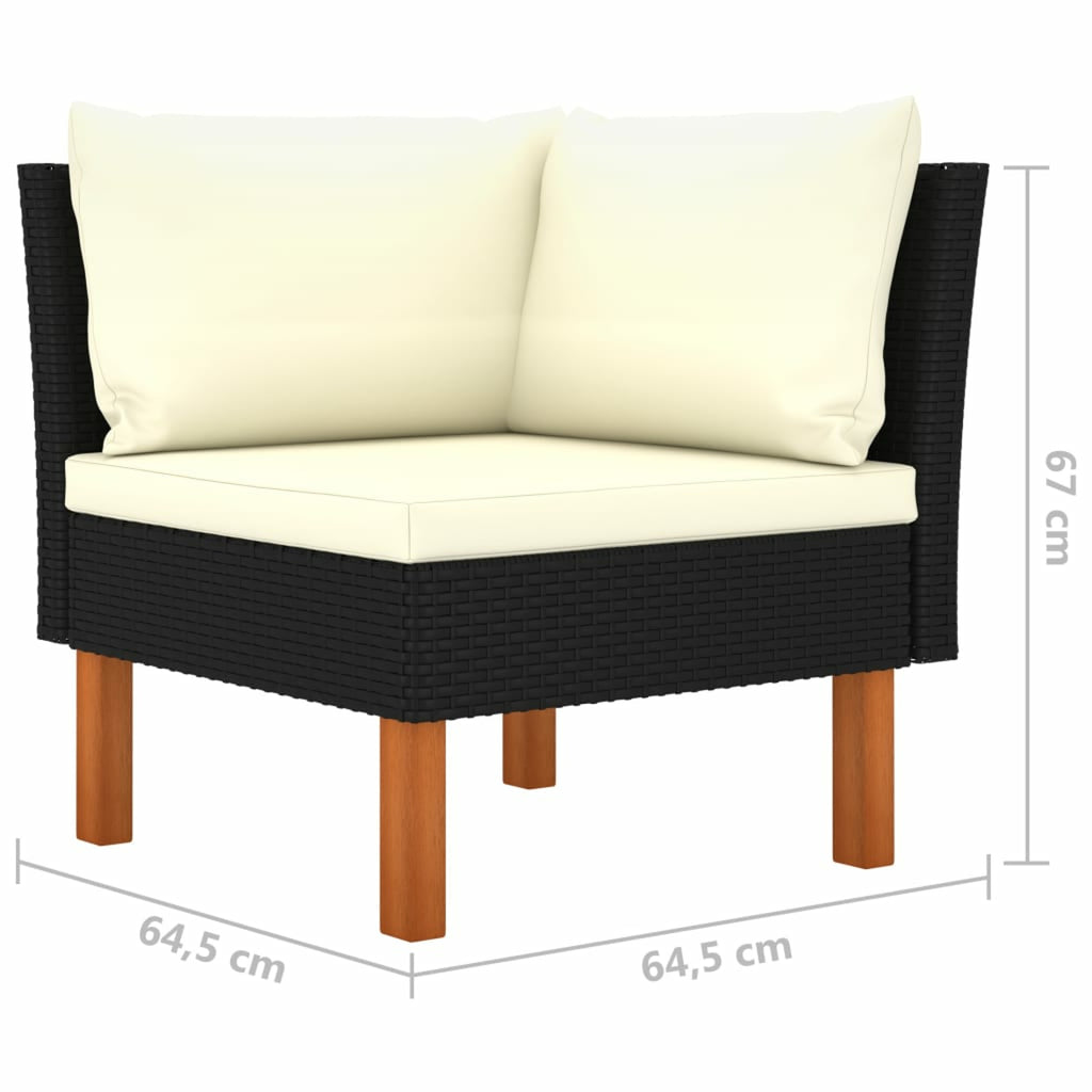 8 Piece Black Poly Rattan Outdoor Sectional Furniture Set A886946