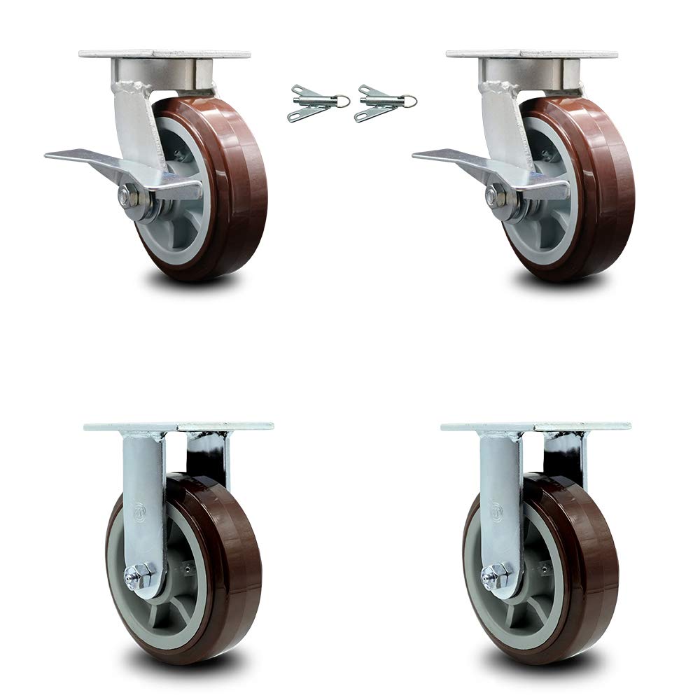 Swivel Top Plate Caster with 4 x 2 Maroon Wheel & Side Lock Brake O1786