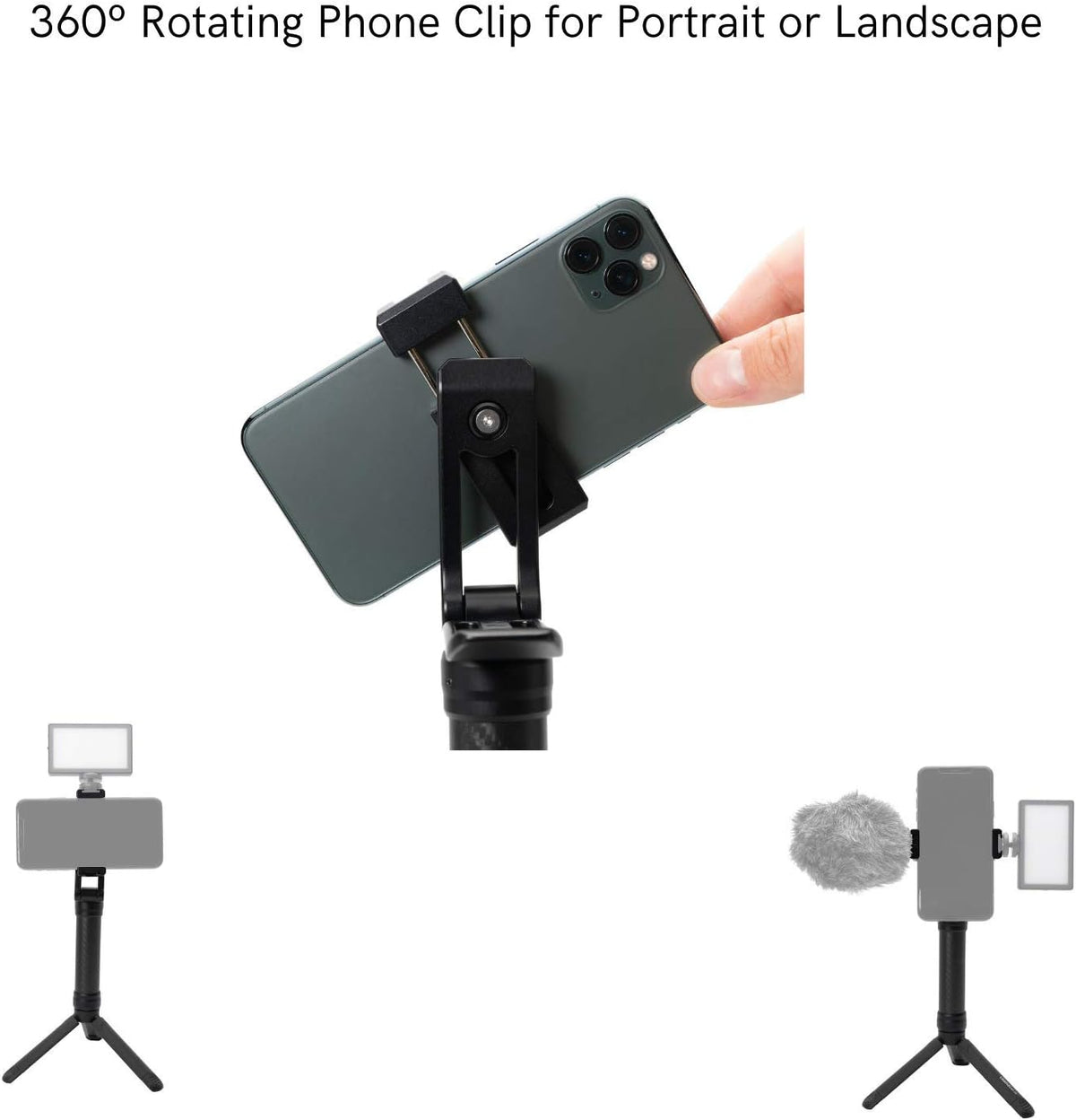 Adjustable Smartphone Tripod Stand, 360-Degree Rotating Phone Mount, Pack of 2 V529016