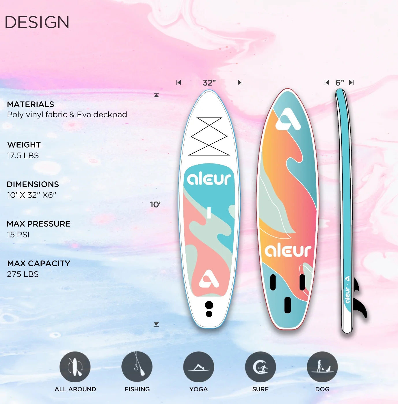 Inflatable Stand Up Paddle Board Package with Backpack, Leash, Paddle and Hand Pump G598800