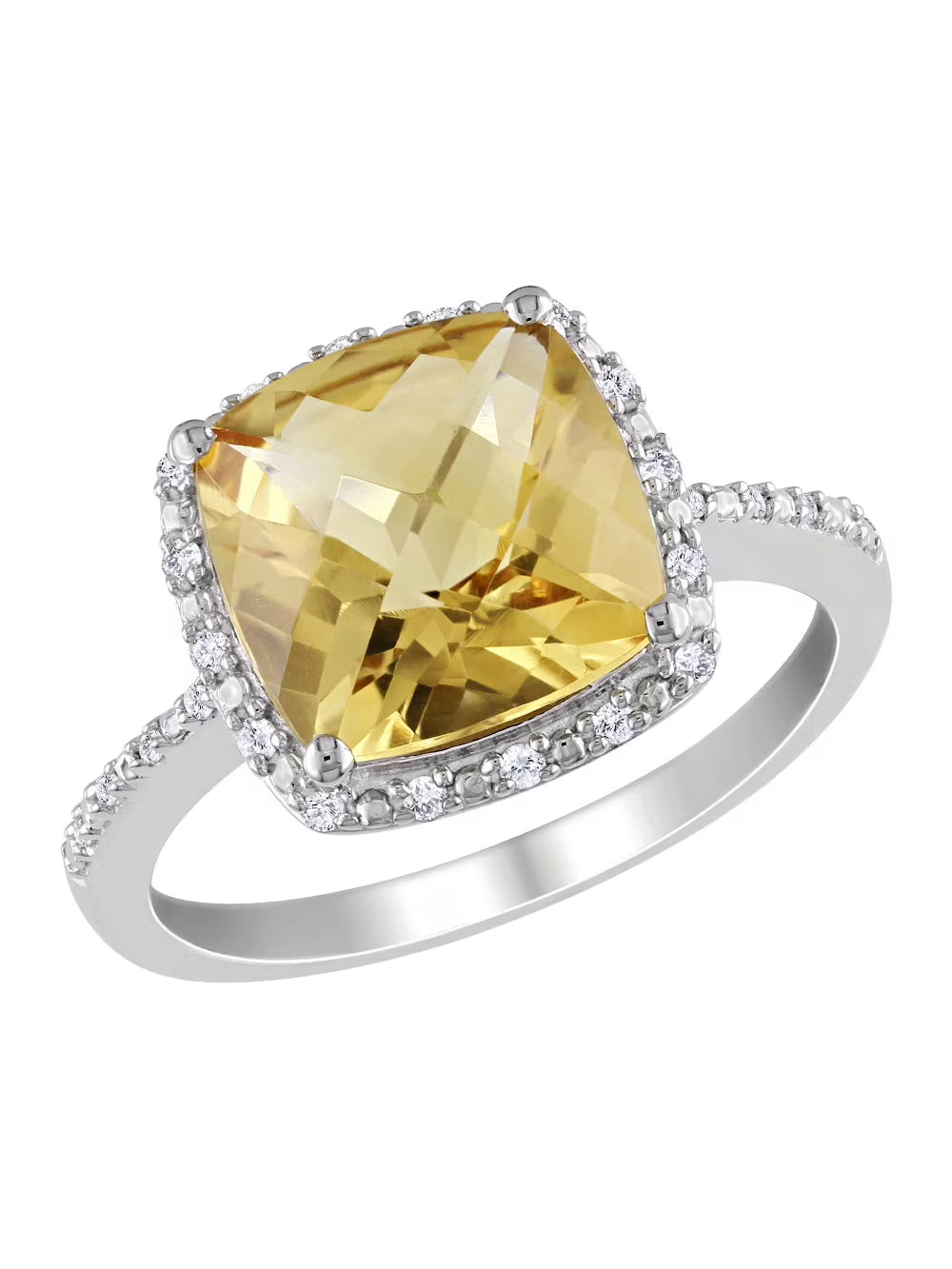 Citrine and Diamond 4.10 Carat Halo Ring in Sterling Silver Q926