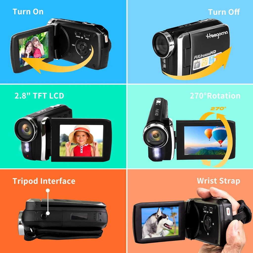 1080P Full HD Digital Camera Recorder for Kids, 36MP, Pack of 2 W265