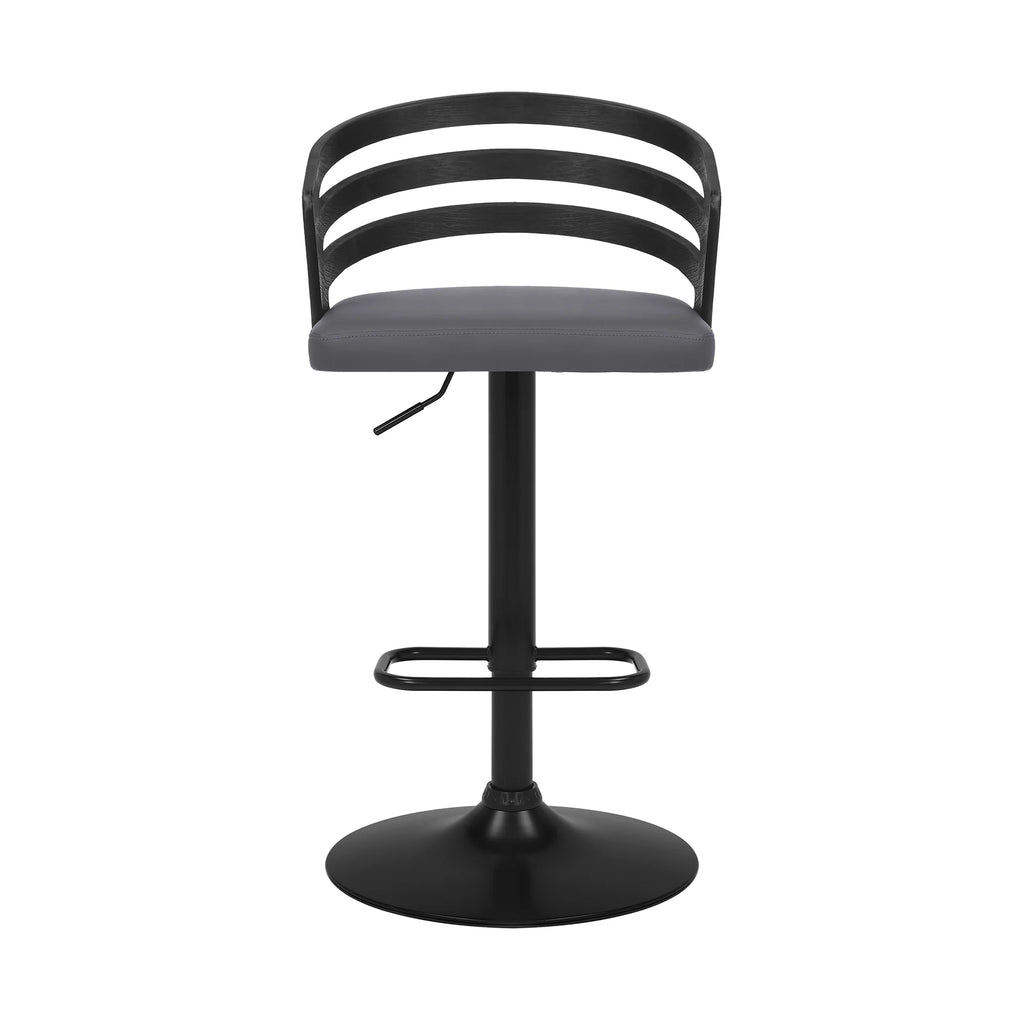 Gray/Black Faux Leather Swivel Bar Stool Z75467