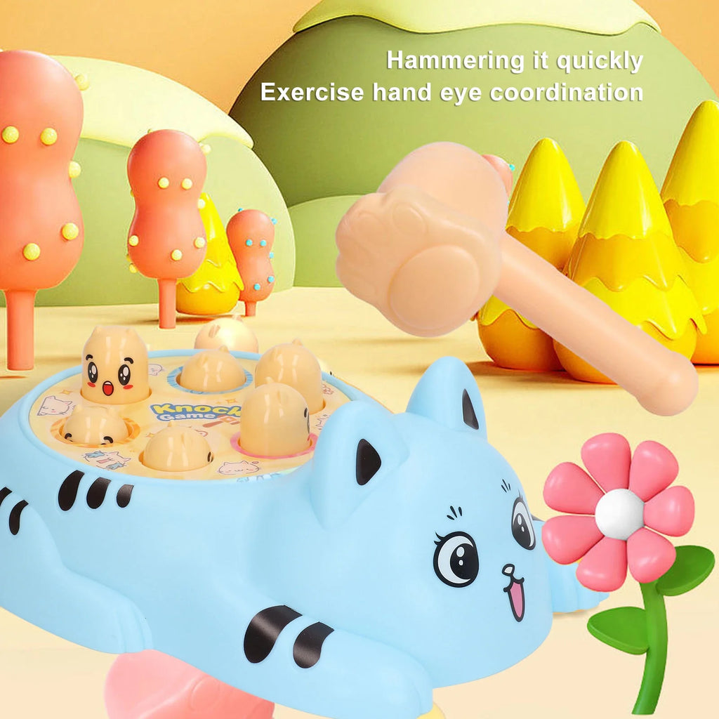 Kids Whack Toy Hammering Pounding Toy Cartoon Cat Shape Interactive Game E8697