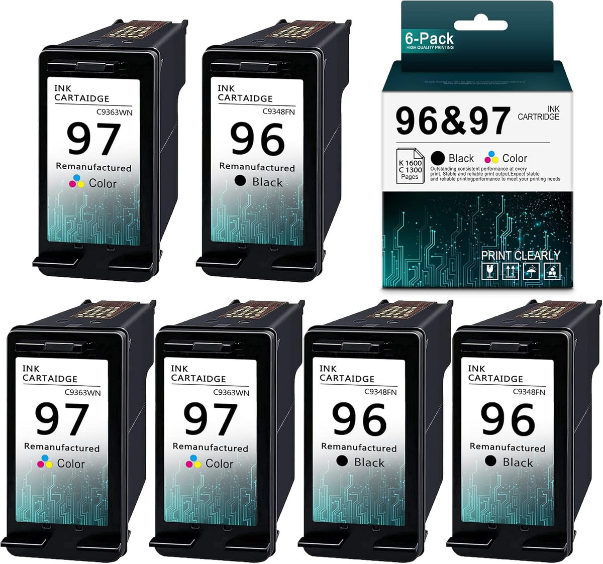 6-Pack Remanufactured Ink Cartridge for HP Officejet Deskjet Printer K85769