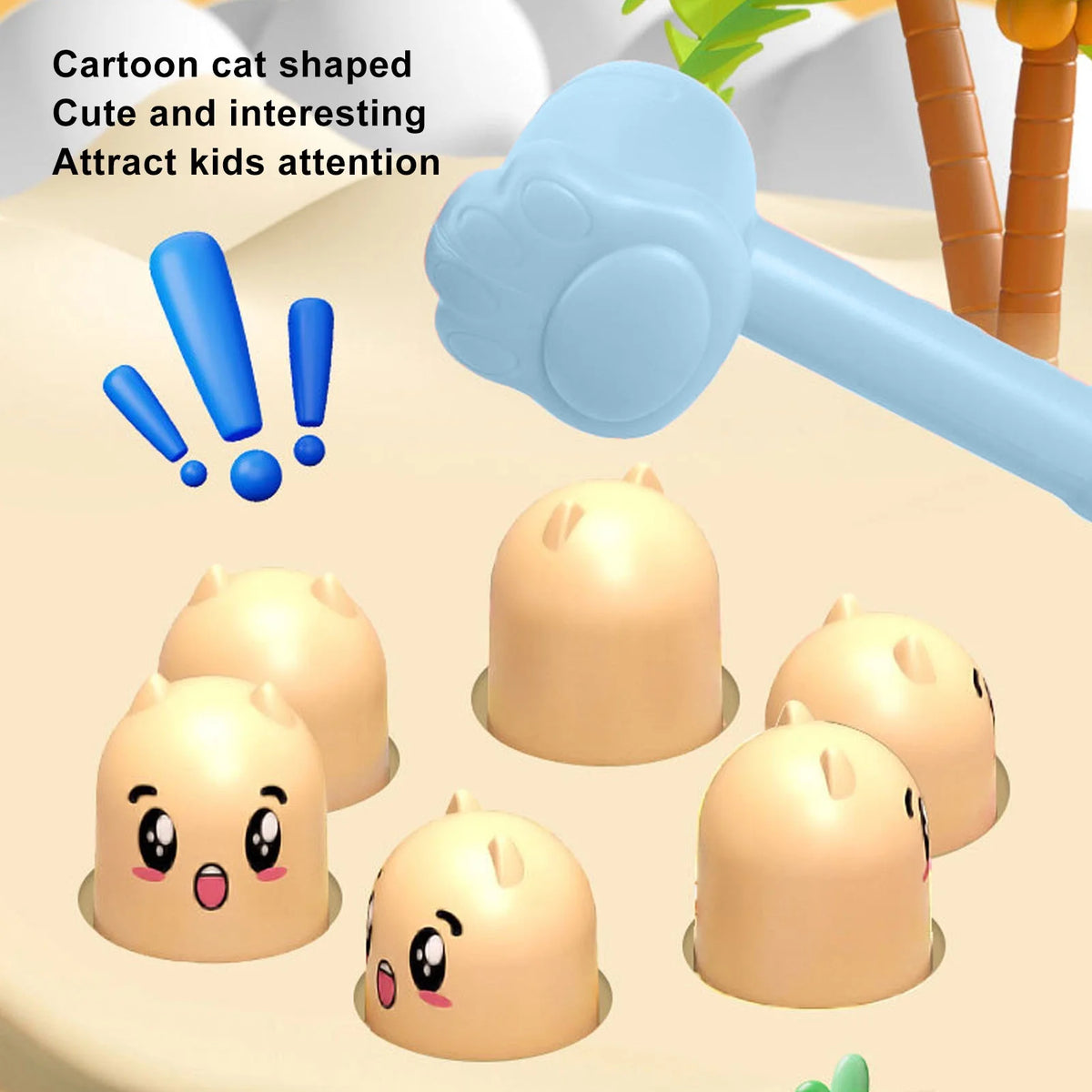 Kids Whack Toy Hammering Pounding Toy Cartoon Cat Shape Interactive Game E8697