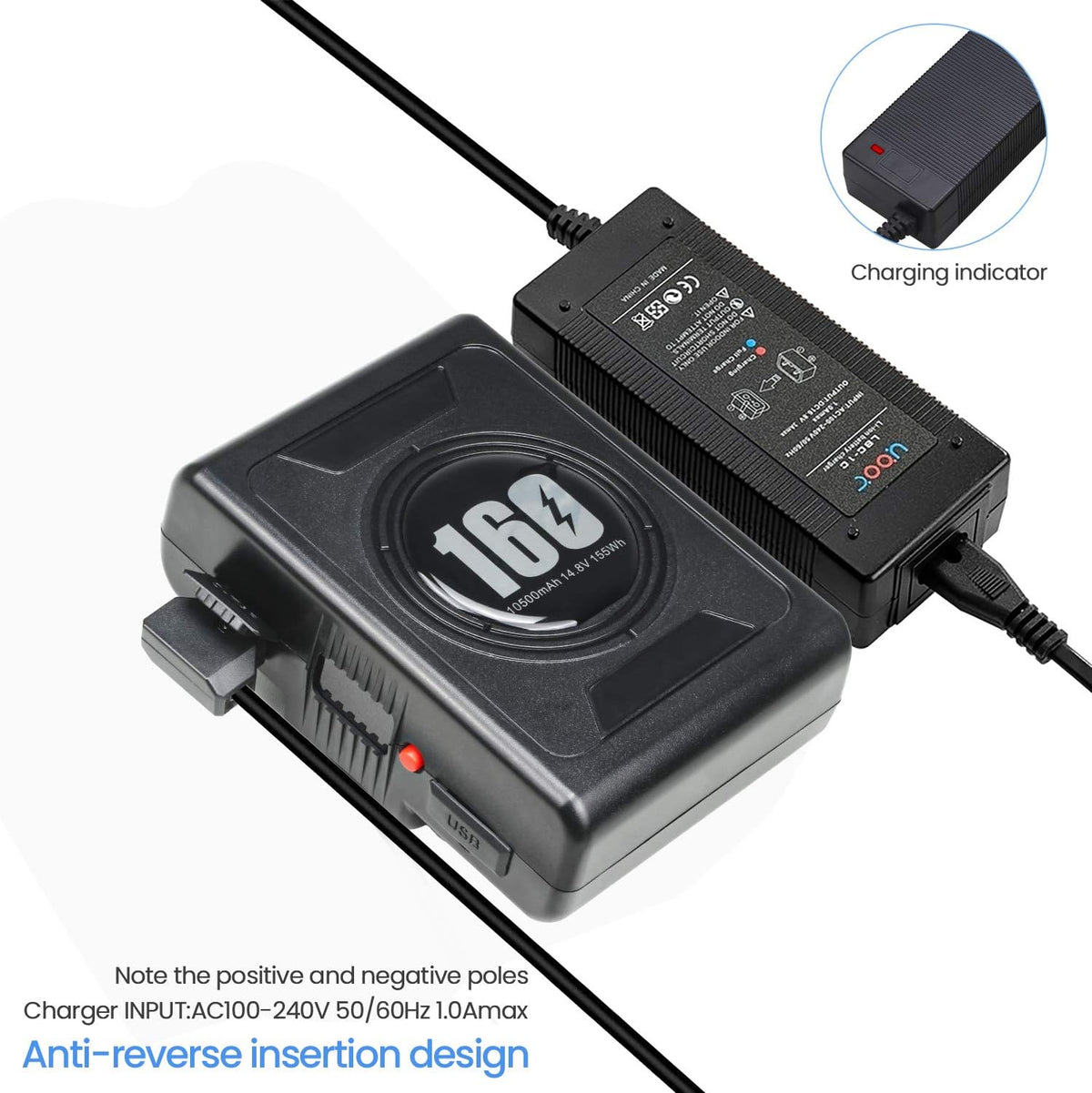 155Wh Gold Mount Battery with D-tap Charger and D-Tap Output Cable P53492