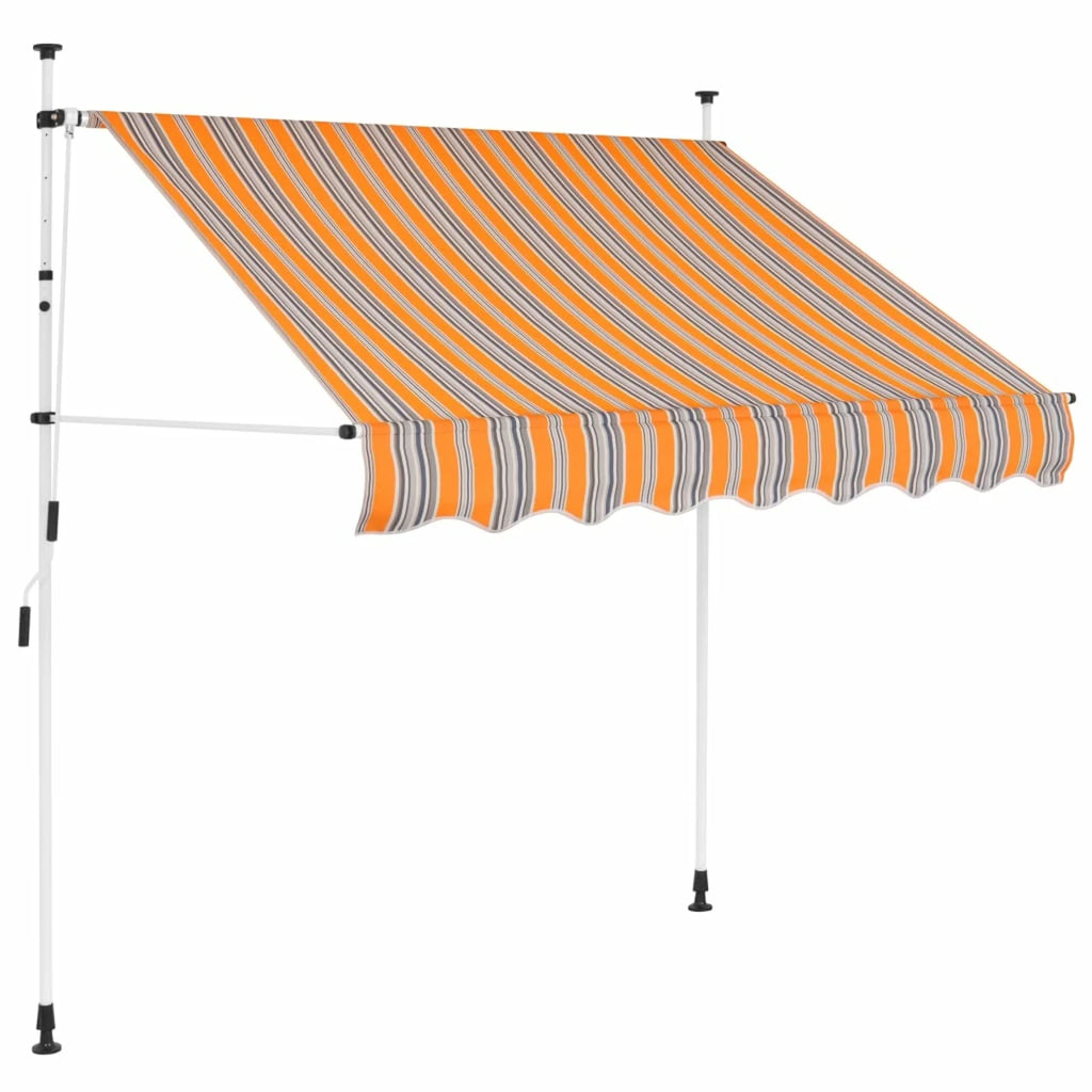 Manual Retractable Awning 39.4" Yellow and Blue Stripes K93742