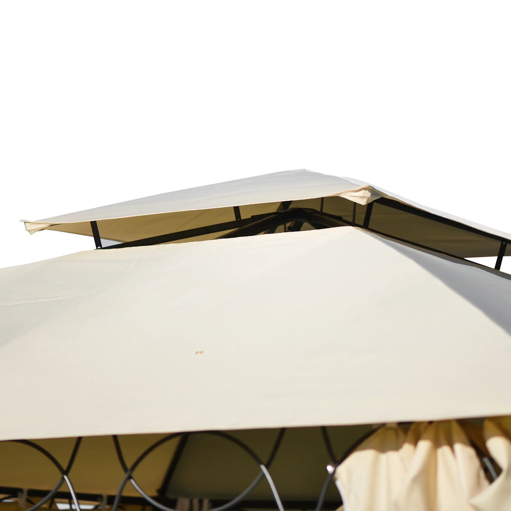 Beige 12x10ft Outdoor Hardtop Gazebo with Mosquito Netting C723234