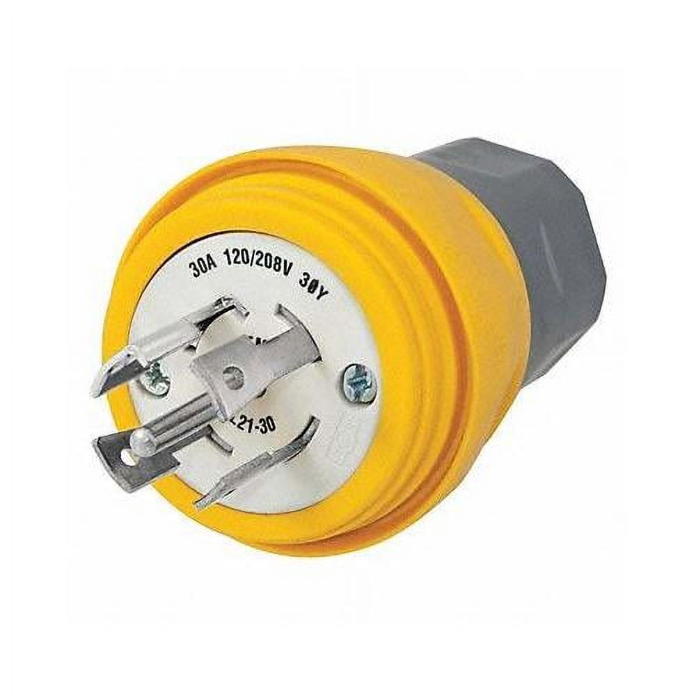 30A 3 Phase WYE 120/208V AC 4 Pole 5 Wire NEMA L21-30P Yellow Lock Plug L18149