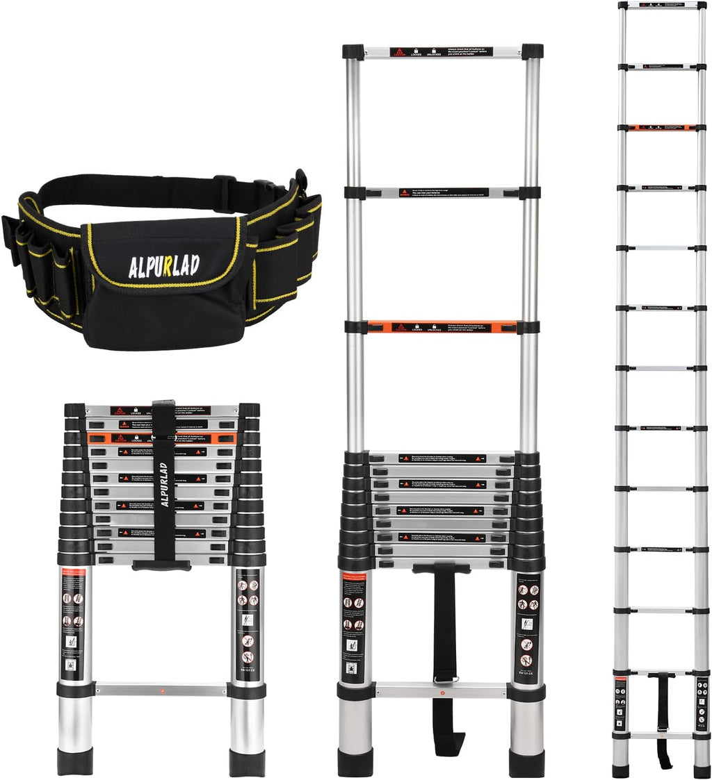 Telescoping Ladder 12.5FT Aluminum Lightweight Collapsible Ladder, 330lbs Capacity C2539