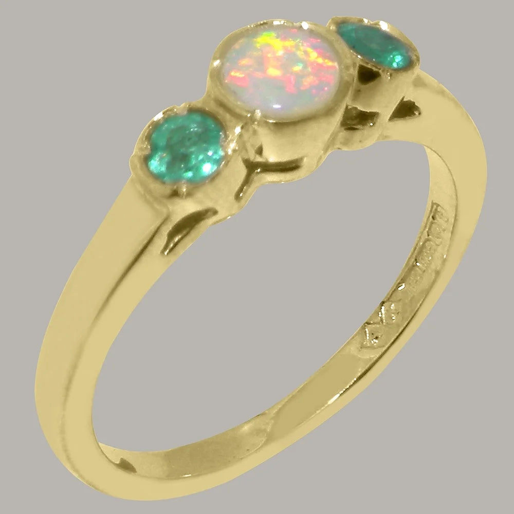 9k Yellow Gold Opal Emerald Ring X717