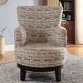 Beige/Black Linen Swivel Armchair L30347