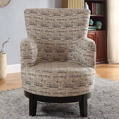 Beige/Black Linen Swivel Armchair L30347