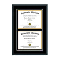Double Diploma Frame with Double Matting for 17x22 x 11x22 Tall Diploma with Black Frame T976