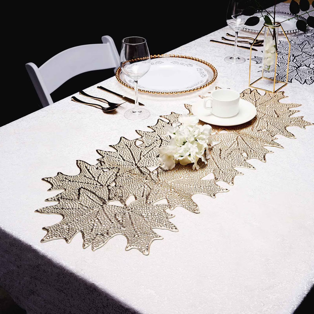 Gold Maple Leaf Vinyl Table Runner W595008