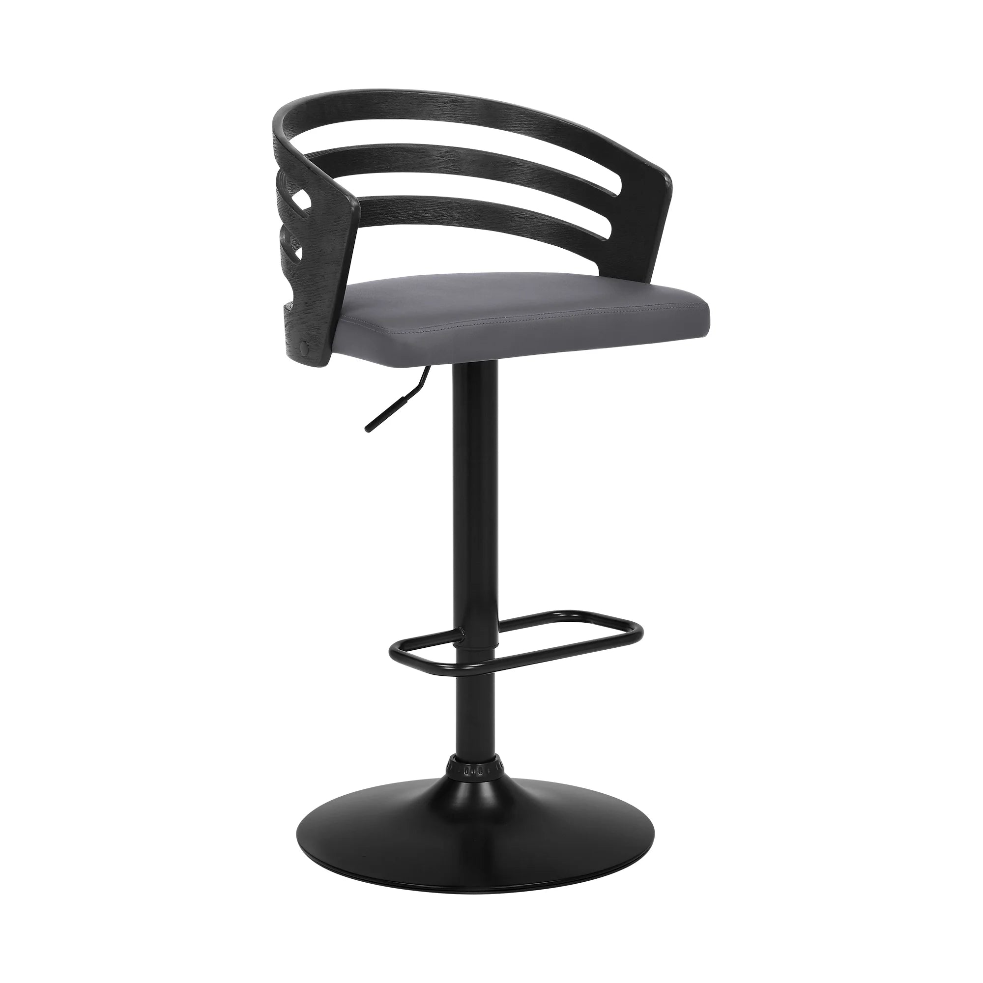 Gray/Black Faux Leather Swivel Bar Stool Z75467