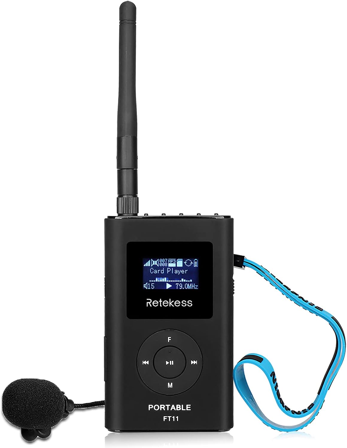 FM Transmitter with Microphone and Antenna, Rechargeable, Pack of 2 E194559
