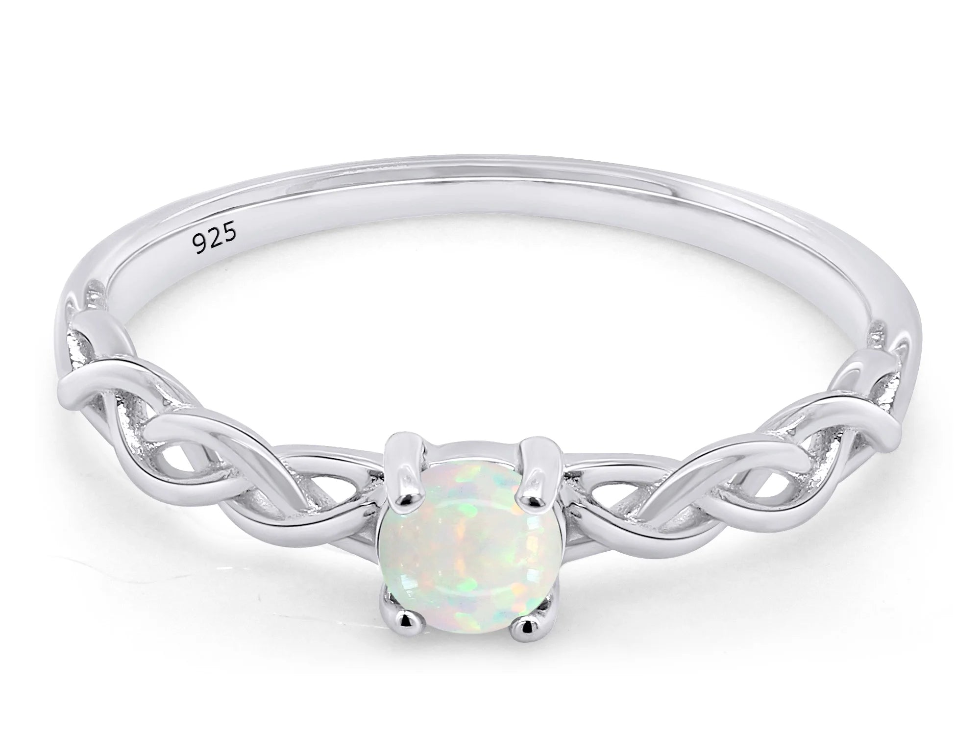 14k White Gold Over Sterling Silver Created Opal Solitaire Ring L6827