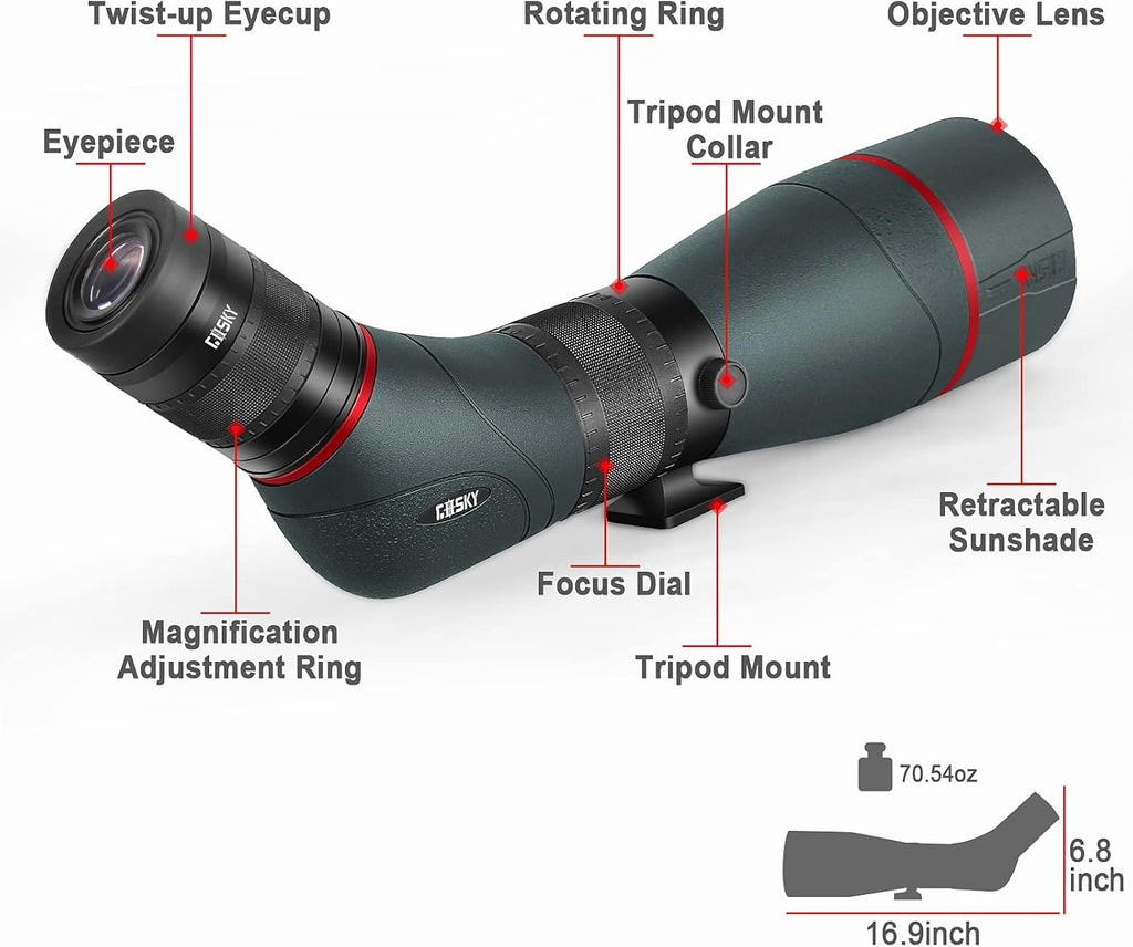 20-60x85mm ED Spotting Scope with Smartphone Adapter D52652