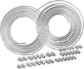 25 ft 3/16 and 1/4 Stainless Steel Brake Line Tubing Coil and Fitting Kit, 2 Kits, 16 Fittings per Kit, Inverted Flare, SAE Thread, 0.028 inch Wall Thickness, Pack of 2 G9160
