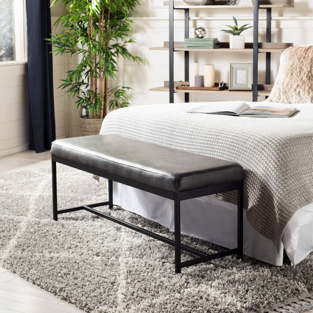 Grey Faux Leather Bench P698917