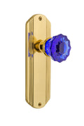 Cobalt Glass Door Knob in Polished Brass T606