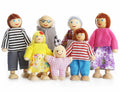 7 Pcs Kids Wooden Dollhouse Family Dolls Figures Pretend Play Toys W252514