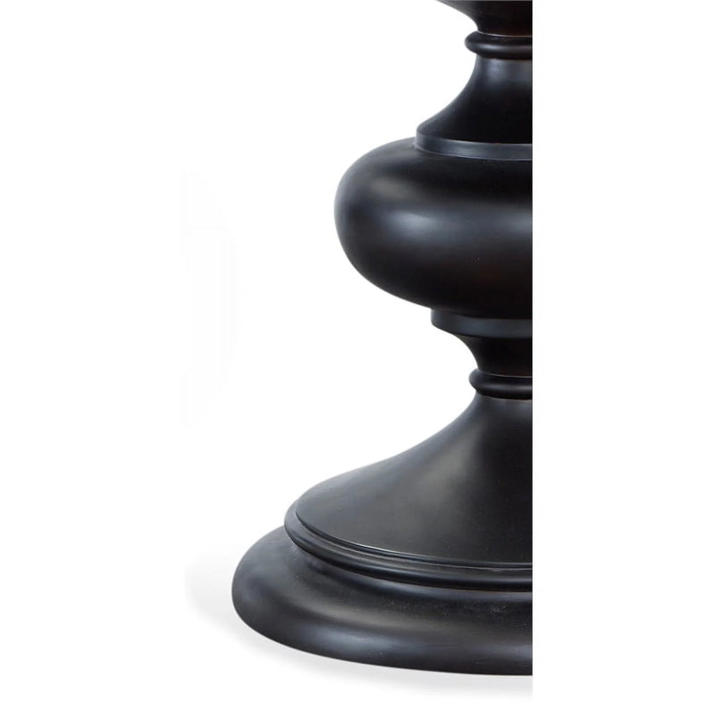 Black Wood Round Glass Top Dining Table L55385