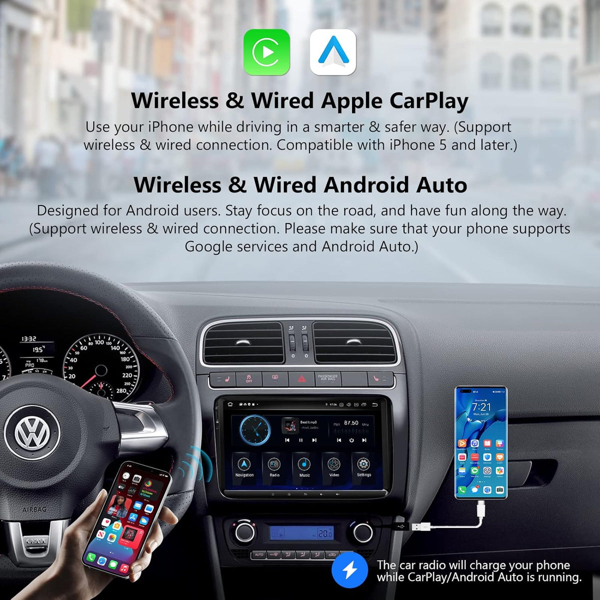 9 Inch Double Din Car Stereo Receiver with CarPlay and Android Auto R960939