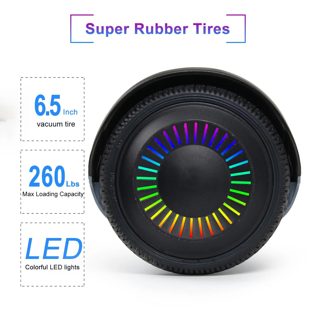 Black Two-Wheel Self Balancing Scooter with Bluetooth Speaker and LED Lights R7567