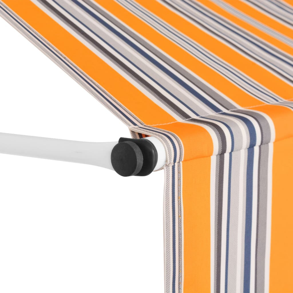 Manual Retractable Awning 39.4" Yellow and Blue Stripes K93742