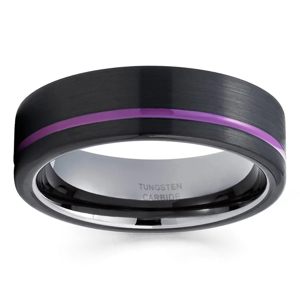 Black Tungsten Wedding Band Comfort Fit Ring X525717
