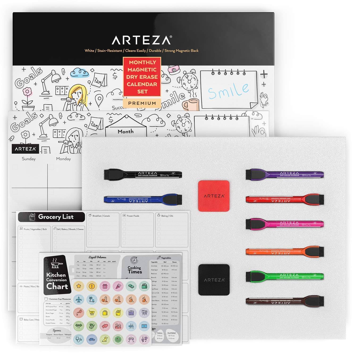 Magnetic Monthly Calendar Set, Dry Erase, White M1028