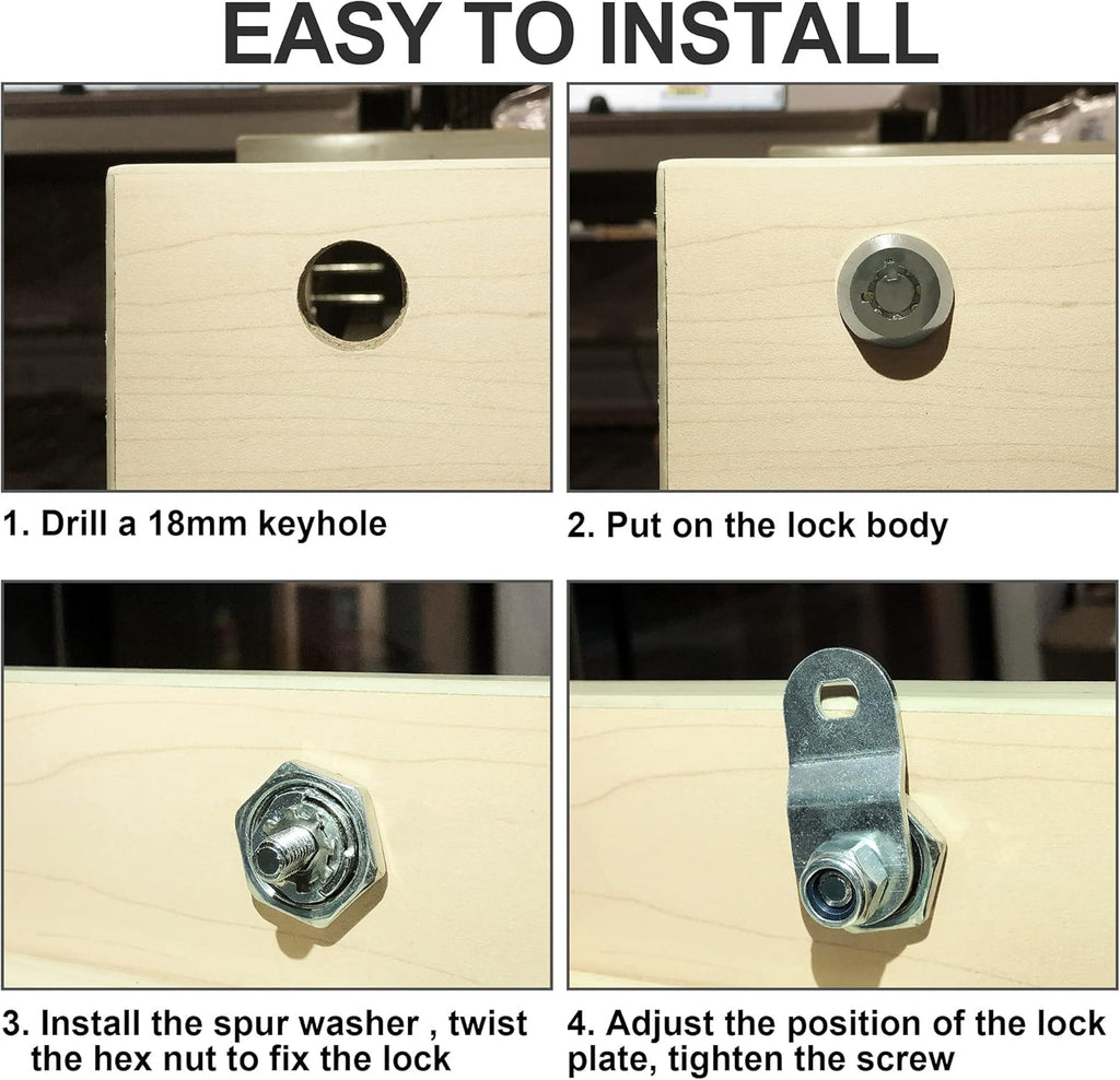 3 Pack Keyed Alike 5/8 Inch Zinc Alloy Cabinet Locks A71797